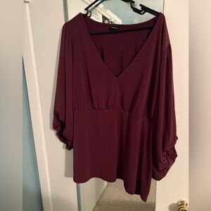 Torrid Deep Burgundy V-Neck Blouse size 4